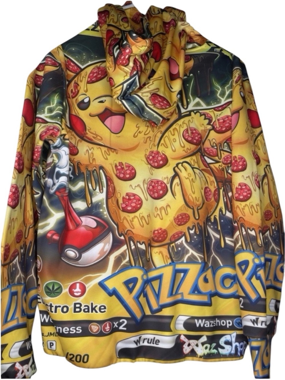 WAZ Shop Pizzachu Pizza Pikachu Graphic Hoodie Mens Size Small Rare